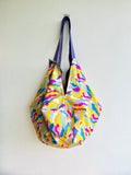 Origami sac bag , shoulder colorful Japanese inspired bag , reversible eco friendly summer bag | Mykonos island