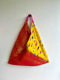 Origami bento bag , tote Japanese inspired bag , shoulder colorful eco bag | Myanmar colorful workday