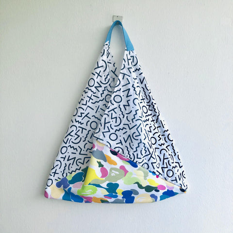 Origami bento bag , shoulder triangle tote bag , handmade cool fabric bag | Signs & colorful flannel ape - Jiakuma