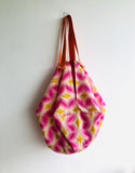 Sac fabric bag , eco tote shoulder bag , reversible pink bag | Yellow & rose 70’s - Jiakuma