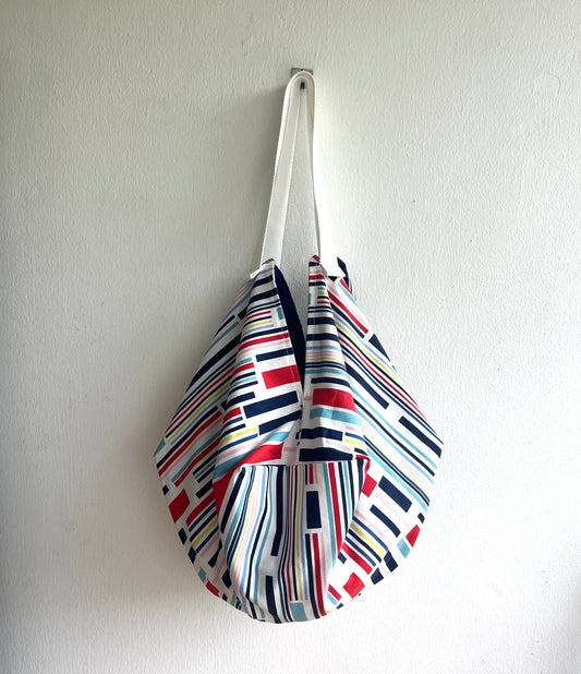 Origami sac bag , reversible fabric shoulder shopping bag , Japanese inspired bag | Simple lines - Jiakuma