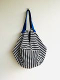 Japanese sac bag , origami fabric shoulder bag , reversible geometric bag | Monochrome & bright