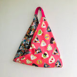 Shoulder tote bag , origami bento bag , fabric triangle bag , Japanese inspired bag | Let’s go and eat  Onigiri in Kyoto