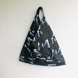 Origami bento bag , shoulder tote bag , Japanese inspired handmade bag | Japanese waves at night - Jiakuma