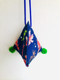 Cute dumpling pom pom bag , origami shoulder bag | Red fish swimming in a very blue river - Jiakuma