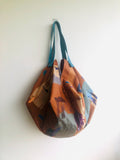 Sac origami bag , reversible fabric Japanese inspired bag , shoulder bag | Autumn landscape over the mountains of Japan