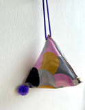 Small triangle origami bag , pom pom cool colorful bag , handmade eco friendly bag | Fish tail