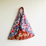 Bento origami bag , tote fabric colorful bag , eco friendly triangle tote bag | Carnaby street at midnight