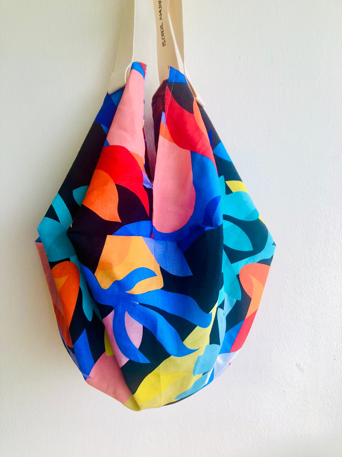 Bolso origami, bolso de hombro de tela reversible, bolso de mano colorido y único | Jardines coloridos de Nice &amp; Matisse