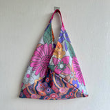 Origami bento bag , colorful fabric shoulder tote bag , Japanese inspired bag, handmade gift idea | Flowers in the aboriginal fields 🌸