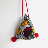 Dumpling bag , triangle origami cross body bag,African eco bag | African flowers - Jiakuma