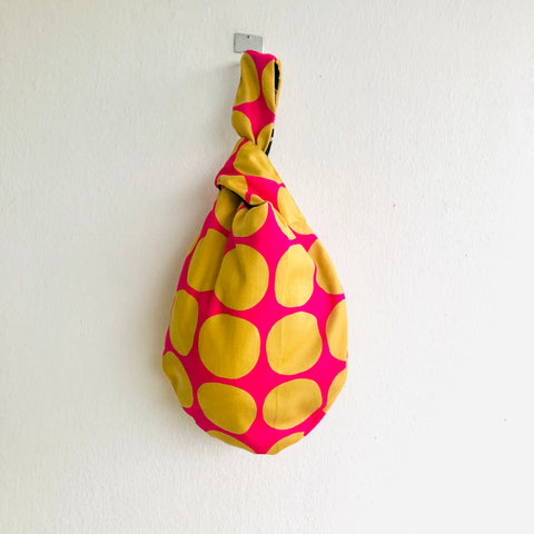 Fabric knot bag , Japanese inspired irist reversible bag , colorful summer small bag | Feria de Malaga