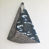 Tote triangle bag , Japanese fabric origami bag , eco friendly shoulder bag | The sea at dawn in Japan - Jiakuma