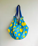 Japanese sac bag , origami fabric shoulder bag , reversible geometric bag | Monochrome & bright