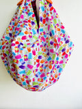 Origami sac bag , shoulder colorful fabric reversible summer bag , Japanese inspired bag | Ghiacciolo
