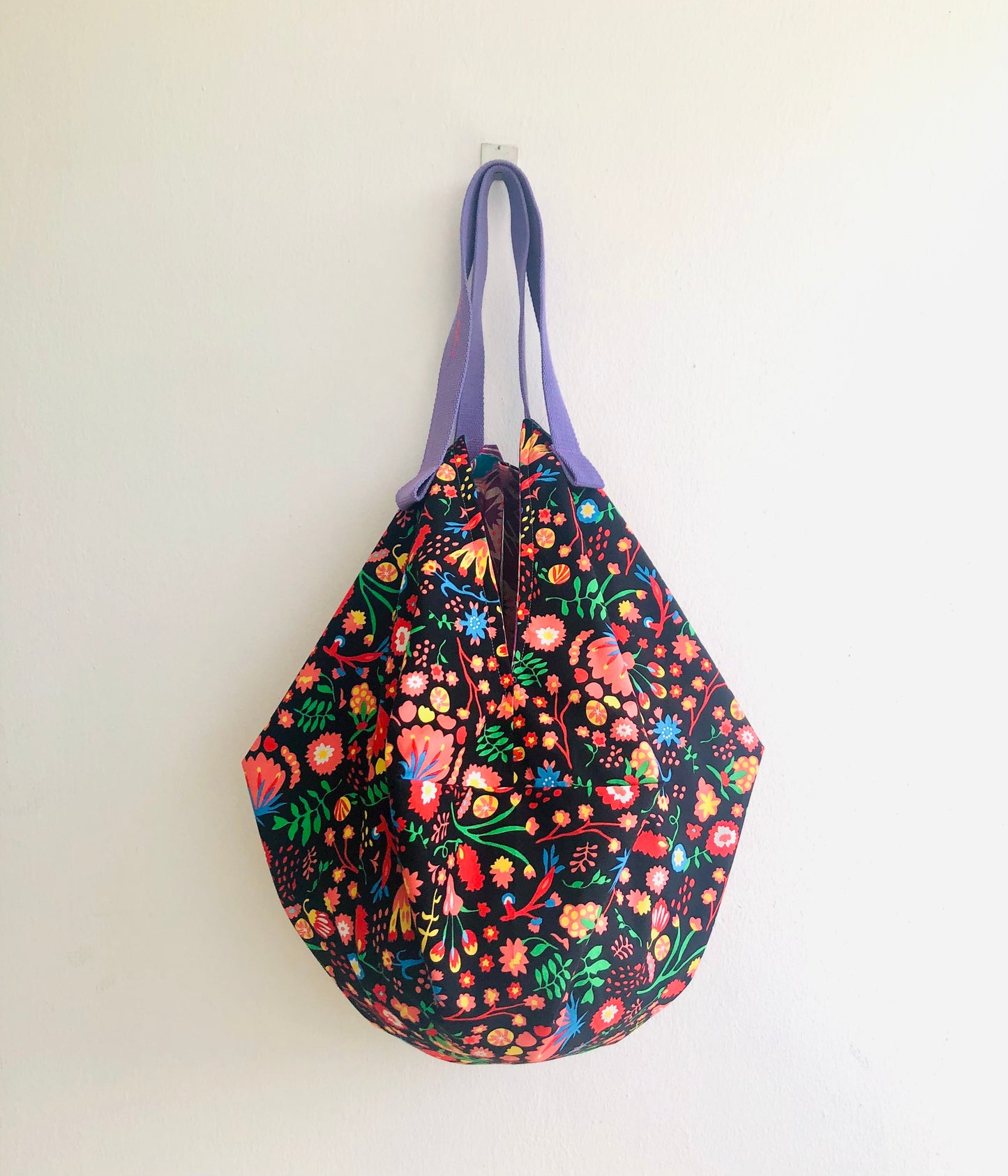 Colorful eco friendly shoulder bag , origami reversible sac bag | Garden life