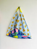 Origami bento bag , fabric colorful tote bag , eco friendly shopping Japanese inspired bag |Wildcats