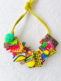 Colorful bold necklace , statement one of a kind fun necklace , handmade fabric jewelry | African celebration
