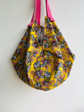 Origami sac bag , reversible fabric colorful bag , shoulder Japanese inspired bag | Looking how the flowers in my garden grow