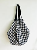 Origami sac bag , reversible Japanese inspired bag , eco friendly fabric bag , shoulder handmade bag | Blanco y Negro