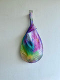 Small origami knot bag , wrist Japanese inspired bag , reversible fabric bag | Arcoiris