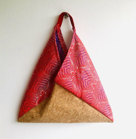 Colorful origami bento bag , eco friendly triangle tote bag | Korean waves & cork - Jiakuma