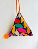 Origami dumpling colorful bag , pom pom cross body bag , eco friendly small triangle cute bag | Colores