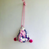 Dumpling origami bag , pom pom triangle bag , shoulder cross body handmade bag | Lucky dragon garden - Jiakuma