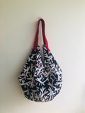 Sac origami bag , cool handmade fabric reversible bag , Japanese inspired bag | Forest & geometries from Seoul