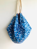 Sac origami bag , shoulder colorful fabric Japanese inspired bag , reversible eco friendly bag | Mediterranean Sea