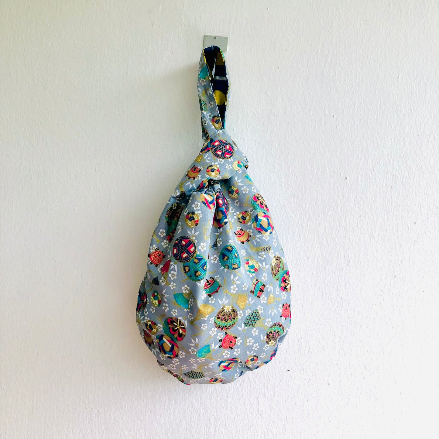 Knot Japanese handmade bag , reversible small wrist bag | Celebrating in Japan