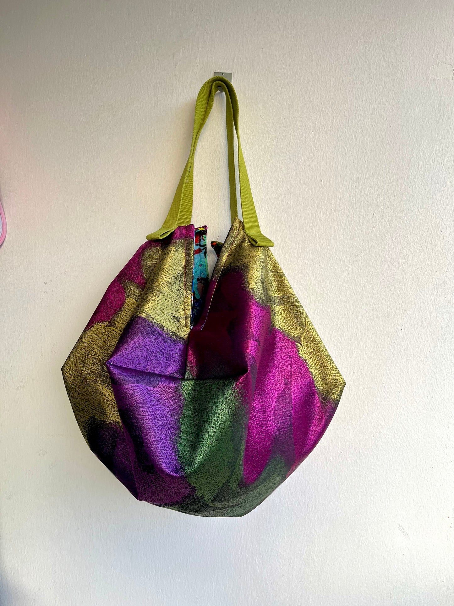 Bolso reversible tipo origami, bolso de tela para el hombro, bolso de tela de inspiración japonesa, bolso tipo shopping | Noches de discoteca en Taormina