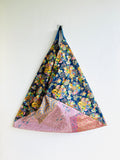 Japanese inspired tote bag , origami bento bag , shoulder eco friendly shopping bag | Japanese pink kimono & garden