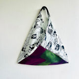 Origami bento bag , triangle tote shoulder bag , fabric Japanese inspired bag | La movida