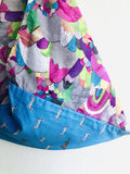 Origami bento bag , tote shoulder fabric triangle bag | leopards running in a glittery colorful world - Jiakuma
