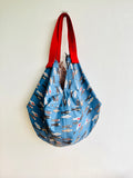 Sac reversible origami bag , fabric shoulder bag , Japanese inspired bag | On their way to the office