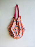 Reversible origami sac bag , colorful fabric shoulder bag , Japanese inspired sac bag | Fizzy papaya