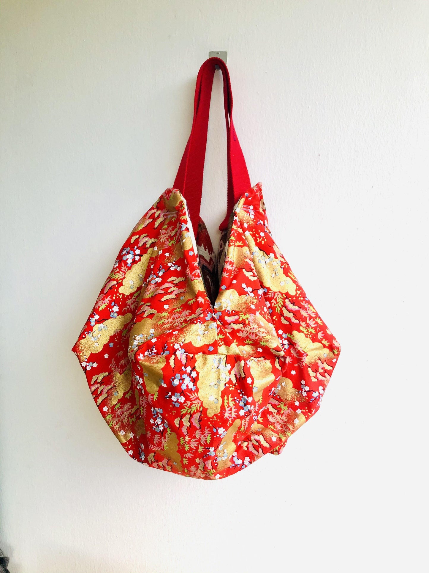 Reversible shoulder bag , origami sac bag , Japanese inspired bag , boho summer bag | Isla Margarita - Jiakuma