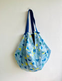 Sac origami bag , Japanese inspired shoulder bag , reversible sac fabric bag | Spring time in Mount Fuji