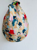 Origami knot bag , reversible fabric wrist bag , Japanese inspired small bag | Rimini