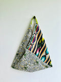 Origami bento bag , triangle shoulder tote bag , handmade eco friendly boho shopping bag | Morris & boho