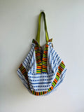 Origami sac bag , fabric reversible bag , colorful shoulder Japanese inspired bag | Leopards travelling around Africa’s savanna