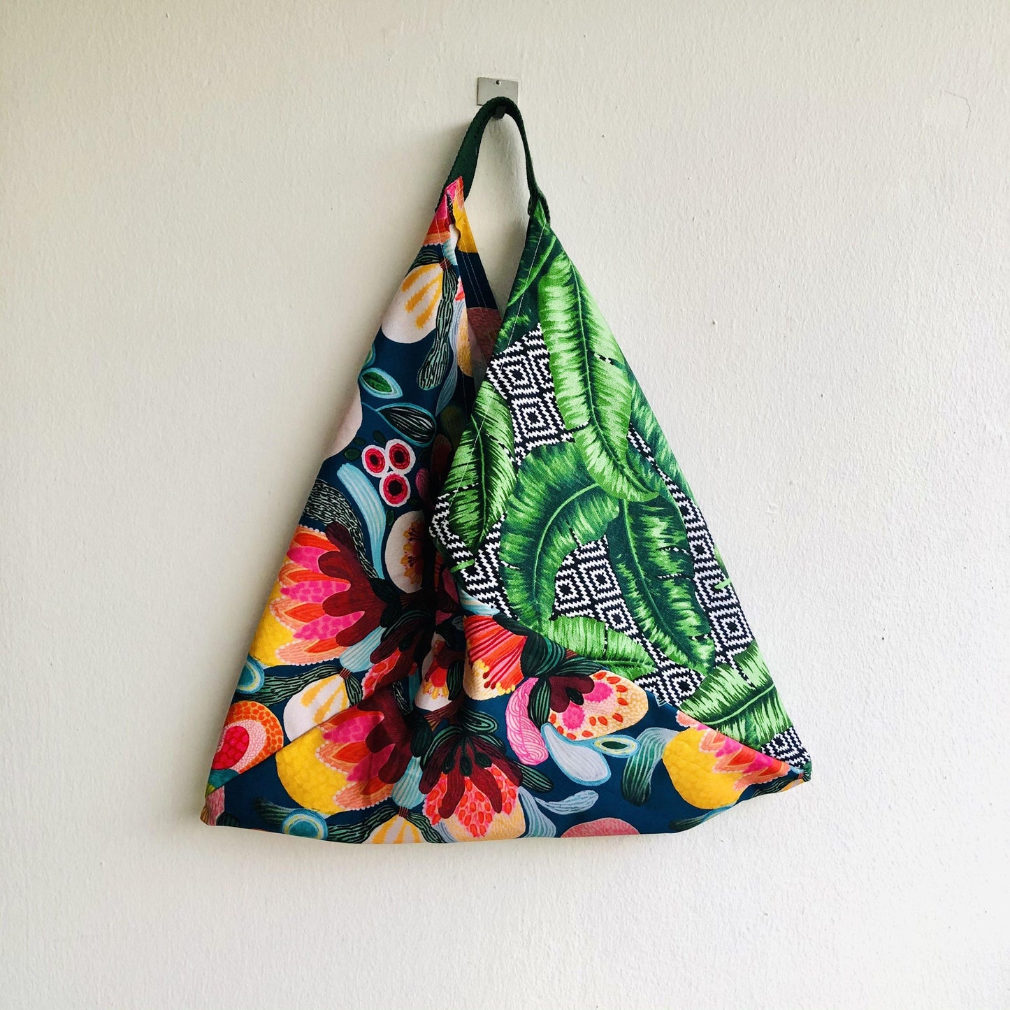 Tote triangle origami bag , handmade ooak colorful bento bag | It’s a tropical paradise - Jiakuma