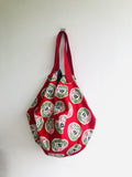 Sac origami red shoulder bag , reversible eco friendly shopping sac bag | el Dia de Los muertos - Jiakuma