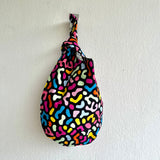 Origami knot Japanese inspired bag , small wrist reversible fabric bag , cute lunch bag | Candy candy