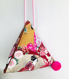 Origami dumpling bag , pom pom triangle small shoulder bag , Japanese inspired bag | Golden geishas - Jiakuma