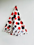 Origami bento bag , tote fabric shopping bag , shoulder eco friendly groceries bag | Polka dogs
