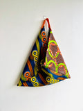 Origami bento bag , colorful triangle tote bag , cool African origami bag , tote shoulder bag | Colorful Africa