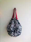 Sac origami bag , cool handmade fabric reversible bag , Japanese inspired bag | Forest & geometries from Seoul