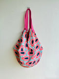 Reversible origami sac bag , colorful fabric shoulder bag , Japanese inspired sac bag | Fizzy papaya